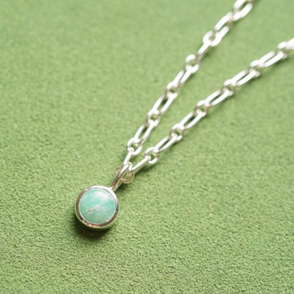 Amazonite Chunky Healing Stone Necklace Sterling Silver Online Hot Sale