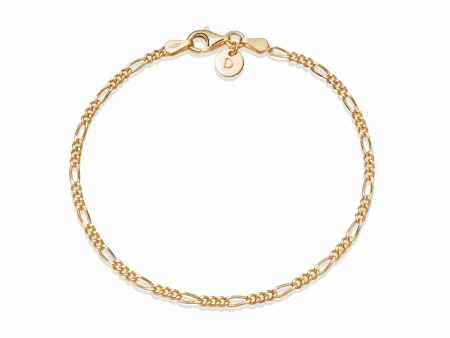 Thin Figaro Chain Bracelet 18ct Gold Plate Supply