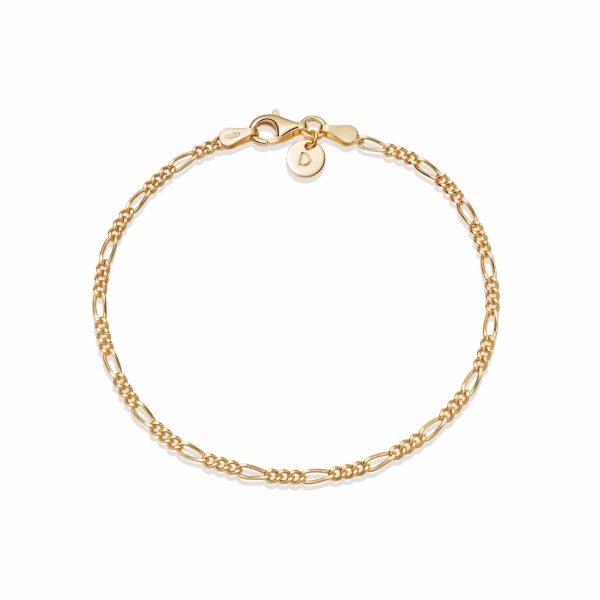 Thin Figaro Chain Bracelet 18ct Gold Plate Supply