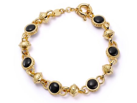 Polly Sayer Black Onyx Chain Bracelet 18ct Gold Plate Online Sale