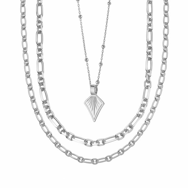 Chunky Chain Necklace Layering Set Sterling Silver For Discount