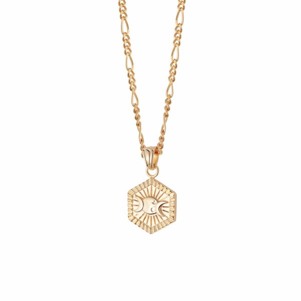 Estée Lalonde Goddess Hexagonal Necklace 18ct Gold Plate For Sale