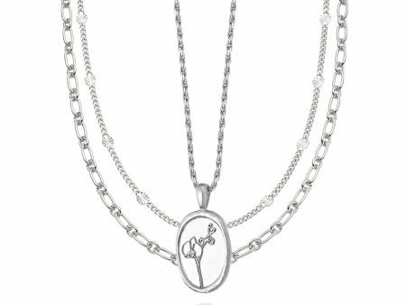 Silver Orchid Necklace Layering Set Hot on Sale