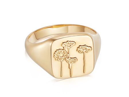 Wild Daisies Signet Ring 18ct Gold Plate Online