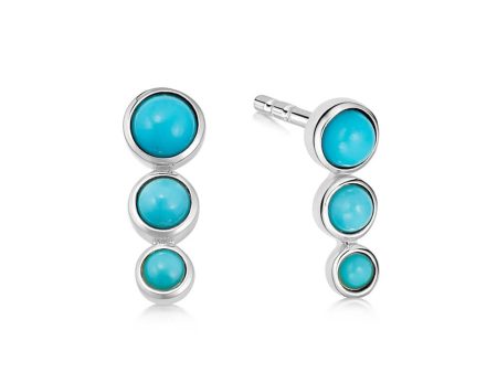 Triple Turquoise Stud Earrings Sterling Silver Cheap