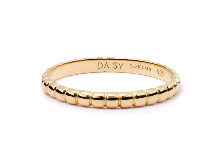 Dainty Ridged Stacking Ring 18ct Gold Plate For Sale