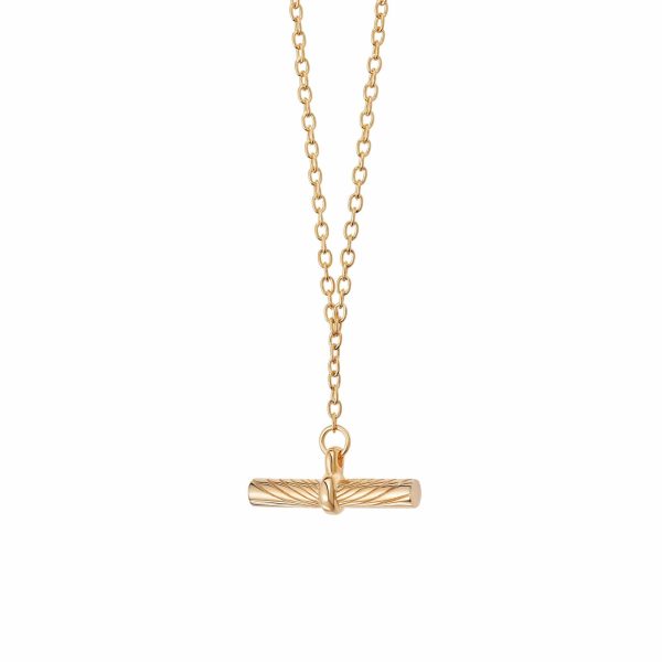 Estée Lalonde T Bar Necklace 18ct Gold Plate Hot on Sale