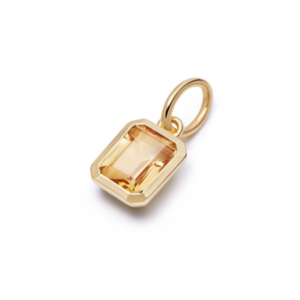 Citrine November Birthstone Charm Pendant 18ct Gold Plate Cheap