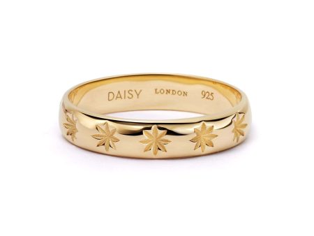 Star Engraved Stacking Ring 18ct Gold Plate Discount