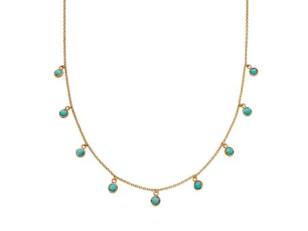 Turquoise Charm Necklace 18ct Gold Plate Cheap