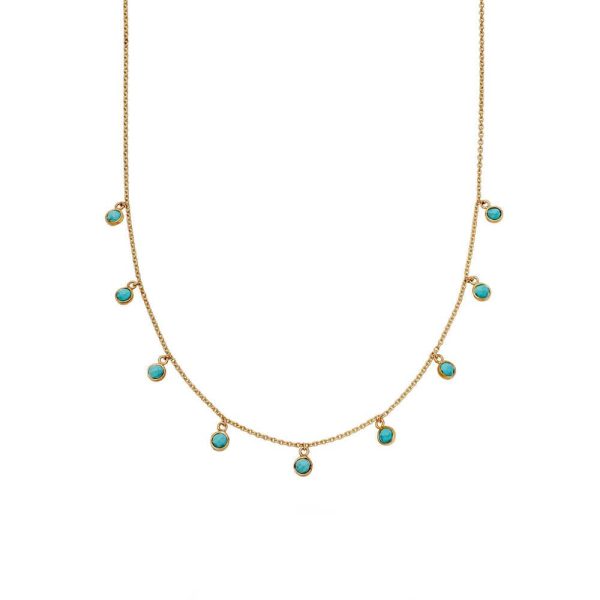 Turquoise Charm Necklace 18ct Gold Plate Cheap