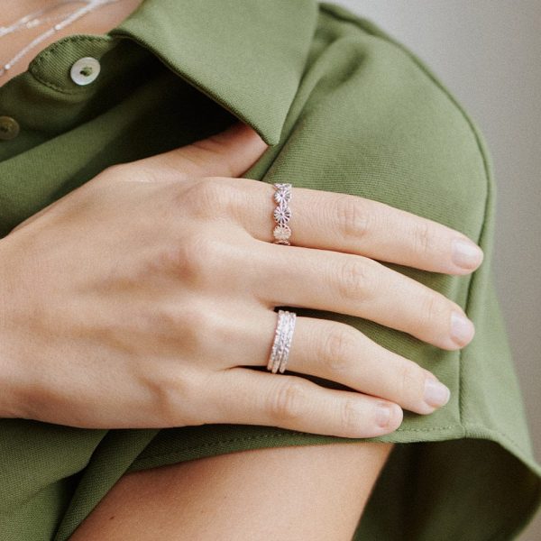 Coral Stacking Ring Sterling Silver Cheap