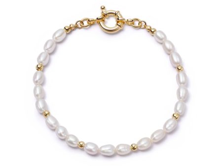 Pearl Beaded Chain Bracelet 18ct Gold Plate Online Sale