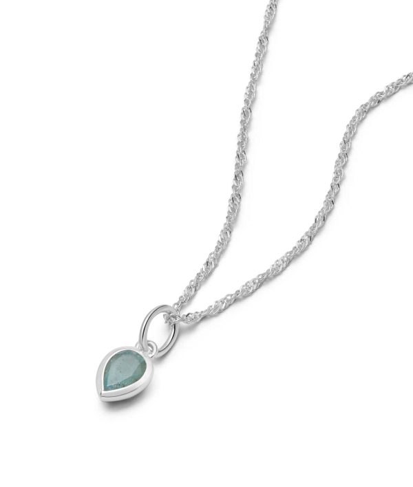 Aquamarine March Birthstone Charm Necklace Sterling Silver Supply