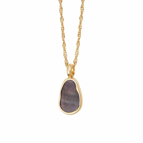 Black Mother of Pearl Necklace 18ct Gold Plate Online