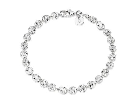 Textured Sunburst Chain Bracelet Sterling Silver Cheap