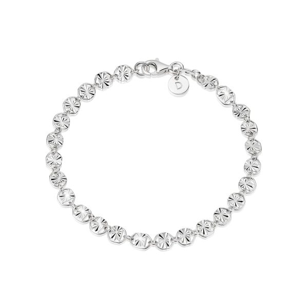 Textured Sunburst Chain Bracelet Sterling Silver Cheap