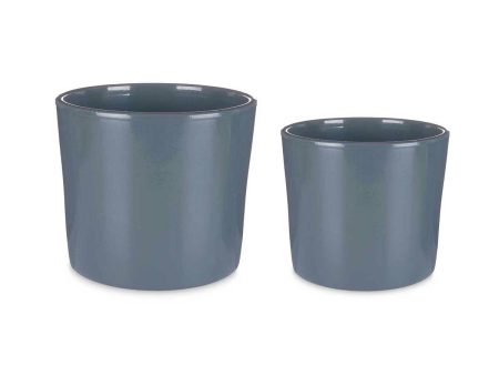 Set of pots Ø 22 cm Ø 27 cm 2 Pieces Anthracite Clay Sale