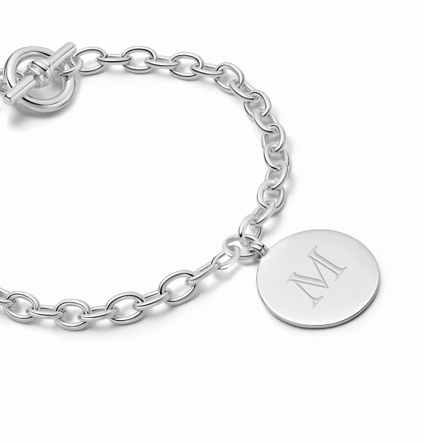 Engravable Medallion Bracelet Sterling Silver Cheap