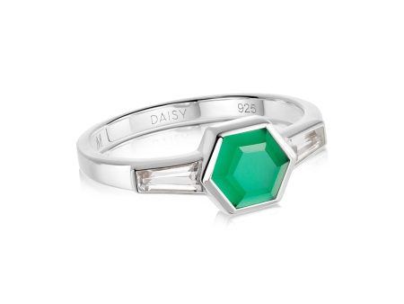 Beloved Green Onyx Hexagon Ring Sterling Silver Online