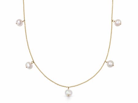 Estée Lalonde Fine Pearl Station Necklace 14ct Solid Gold For Cheap