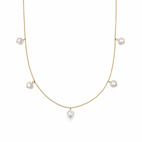 Estée Lalonde Fine Pearl Station Necklace 14ct Solid Gold For Cheap