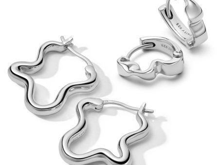 Wavy Hoop Earring Stack Sterling Silver Online now