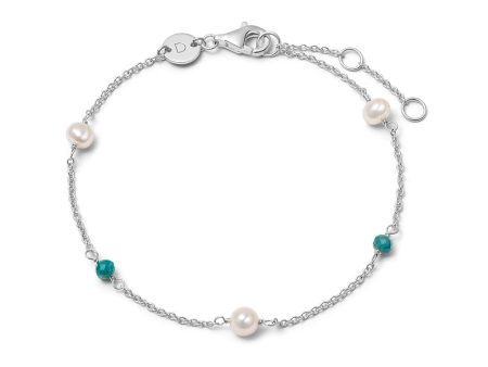 Pearl And Blue Bead Bracelet Sterling Silver Hot on Sale