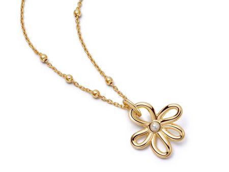 Daisy Bow Pendant Necklace 18ct Gold Plate Online Sale