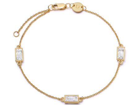 Estée Lalonde Fine Baguette Sapphire Station Bracelet 14ct Solid Gold For Sale