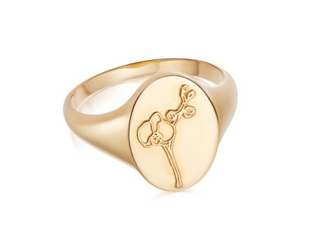 Orchid Signet Ring 18ct Gold Plate Fashion