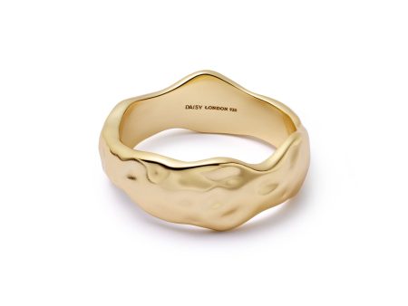 Organic Chunky Band Ring 18ct Gold Plate Sale