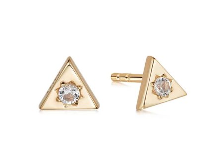 Triangle Sparkle Stud Earrings 18ct Gold Plate on Sale