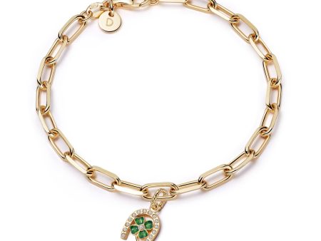 Shrimps Clover Charm Bracelet 18ct Gold Plate Online now