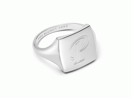 Polly Sayer Engravable Square Signet Ring Sterling Silver on Sale