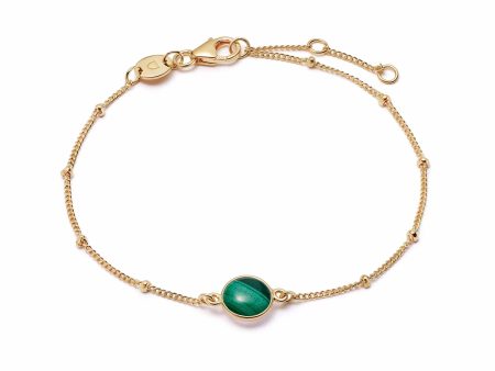 Malachite Healing Stone Bobble Bracelet 18ct Gold Plate For Cheap