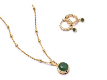 Green Aventurine Layering Set 18ct Gold Plate Fashion