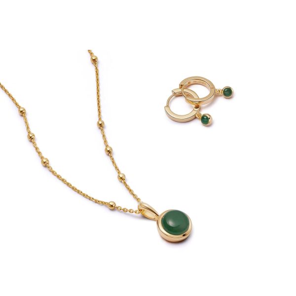 Green Aventurine Layering Set 18ct Gold Plate Fashion