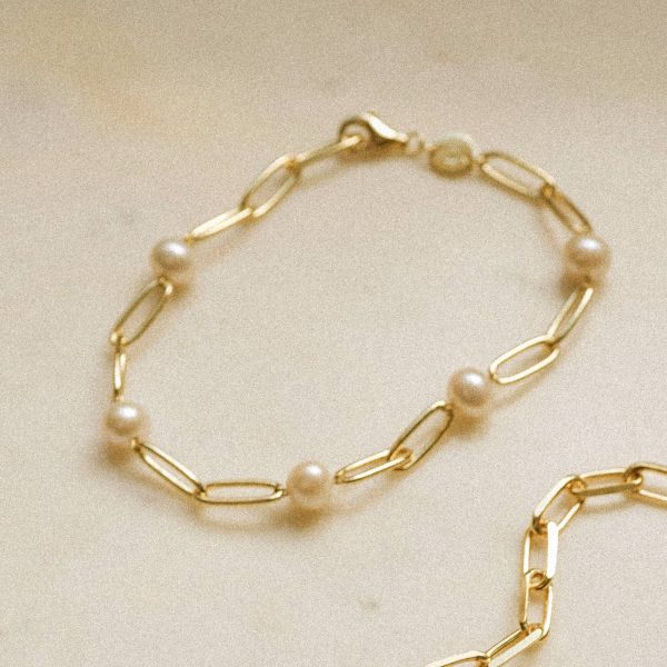 Shrimps Chunky Pearl Bracelet 18ct Gold Plate For Discount