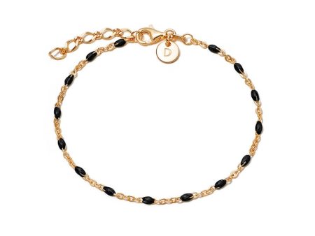 Treasures Black Beaded Bracelet 18ct Gold Plate Sale