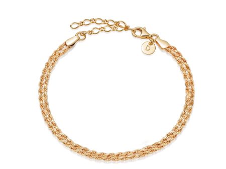 Double Rope Chain Bracelet 18ct Gold Plate Online now