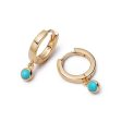 Turquoise Healing Huggie Hoop Earrings 18ct Gold Plate For Sale