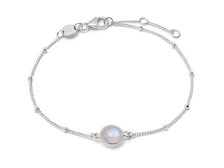 Rainbow Moonstone Healing Stone Bobble Bracelet Sterling Silver For Cheap