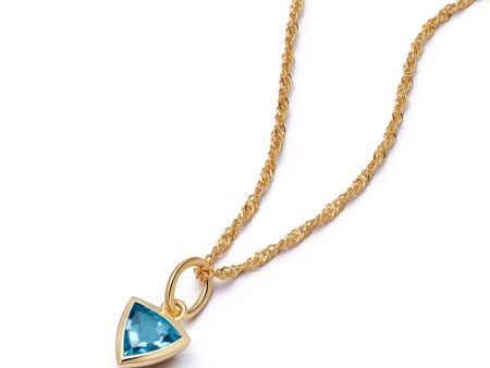 Blue Topaz December Birthstone Charm Necklace 18ct Gold Plate Cheap