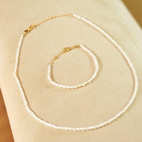 Freshwater Seed Pearl Necklace 18ct Gold Plate For Discount