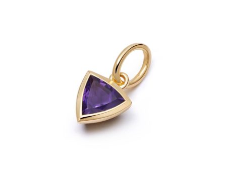 Amethyst February Birthstone Charm Pendant 18ct Gold Plate on Sale