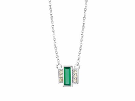 Beloved Green Onyx Baguette Necklace Sterling Silver For Cheap