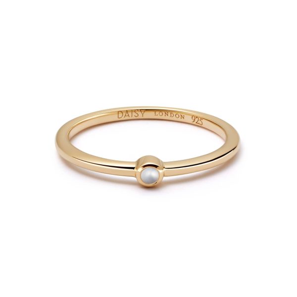 Pearl Healing Stone Ring 18ct Gold Plate Discount