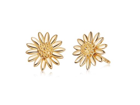 Bellis Daisy Stud Earrings 18ct Gold Plate Online Sale