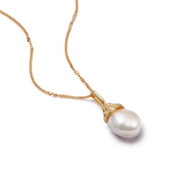 Baroque Pearl Shell Necklace 18ct Gold Plate Online